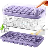 Ice Cube Tray with Lid and Bin Ice Cube Trays for Freezer Quick Demould Square Ice Cube Molds Party Whiskey Cold Drink Set Ice Maker Ice Cream Moulds