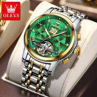 OLEVS 9910 Automatic Mechanical Men Wristwatch Stainless Steel Band Waterproof Business Watches For Men Luminous Calendar Month Display