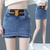 High Waist Denim Shorts Womens Summer 2021 New Bag Hip Skirt Elastic Thin Section Slim Large Size Hot Pants