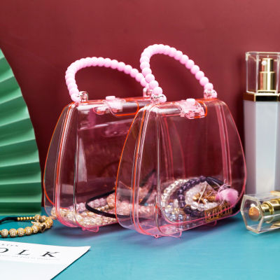 Jewelry Box Handheld Square Bag Childrens Transparent Jewelry Box Little Bear Jewelry Box DIY Jewelry Box