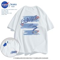 NASA ร่วมอย่างเป็นทางการแขนสั้นเสื้อผ้าผู้ชายและผู้หญิง 2022 ฤดูร้อนใหม่ระดับสูงหลวมผ้าฝ้ายคู่น้ำเสื้อยืดแบรนด์