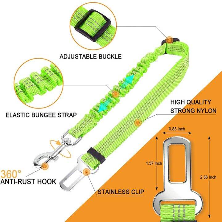 ฮ็อต-เข็มขัดนิรภัยรถบัฟเฟอร์สะท้อนแสงยืดหยุ่นพับเก็บได้เชือกลากความปลอดภัยสายลากจูงสุนัขสุนัขอุปกรณ์เครื่องประดับสุนัข