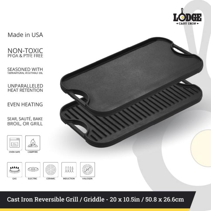  Lodge LPGI3 Cast Iron Reversible Grill/Griddle, 20