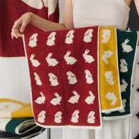 【DT】hot！ Rabbits Patter Cotton Soft Knitted Yarn-Dyed Face Absorbent Skin-friendly 35x76cm