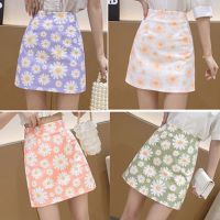 COD ┋✉ The Outline Shop27dgsd6gfd Fashion Mini Skirt Women Daisy Print Skirt High Waist Elastic Ladies Slim Short Skirts Casual Big Size A-line Skirt Lady