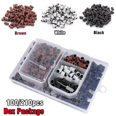 【CW】 New 100/210pcs Remover Grinding Heads Set Abrasive Sleeves Sanding Cap Bands  80  120  180  Manicure Tools