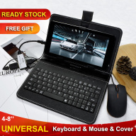 Bàn phím có dây và bộ Chuột dành cho Điện thoại Tablet Tương thích 4-8 inch Hệ thống OTG Android với PU Bìa Universal [Ready Cổ] thumbnail