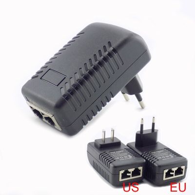 DC 48โวลต์0.5A 24วัตต์ Poe Power Adapter หัวฉีดสวิทช์ POE สำหรับกล้อง IP Wifi POE หัวฉีดปลั๊กผนังกล้องวงจรปิดเฝ้าระวังสหรัฐ/สหภาพยุโรปเสียบ