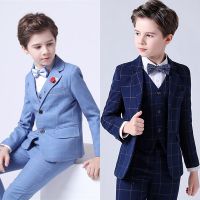 Spring Top Quality Big Boys Wedding Plaid Suits Teenager Kids Formal Tuxedo Dress Children Blazer Party Performance Costume,H152