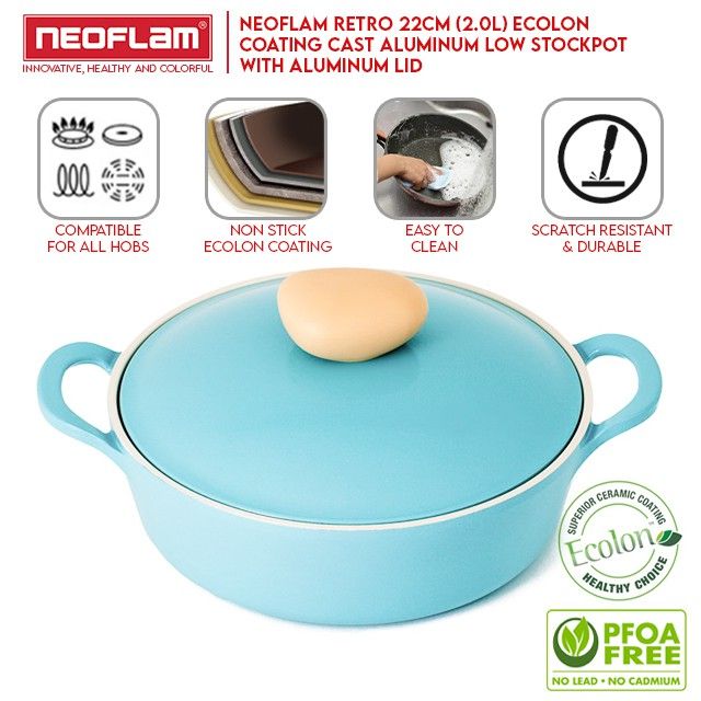 Neoflam Non-Stick Aluminum Stock Pot with Lid