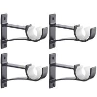 [COD]4 Pack Single Curtain Rod ckets For Drapery Rod Aluminium Alloy Heavy Duty Curtain Rod Holders Black And White