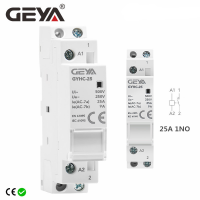 GEYA Din Rail อัตโนมัติในครัวเรือนคอนแทค AC220V 2P 25A 1NO1NC2NO1NO1NC 5060Hz