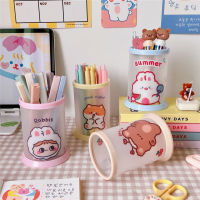 Storage Box Student Desktop Storage Box Transparent Pen Container Cute Pen Bucket Round Folding Pen Container