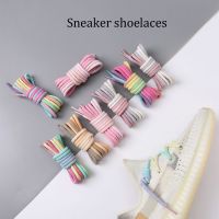 4mm Bold Round Shoelaces for Sneakers Casual Canvas Shoe Laces Colorful Gradient Shoelace Cotton Sports Shoe Rainbow Shoestrings