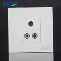 SeTo 86 Type Red &amp; White Audio + TV Connector Panel Wall Plate Socket Keystone Faceplate