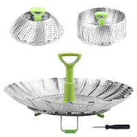 9/11 Inch Stainless Steel Steaming Basket Folding Mesh Food Vegetable Pot Steamer Expandable Kitchen Tool Basket Cooker Pot ware Bag Accessories