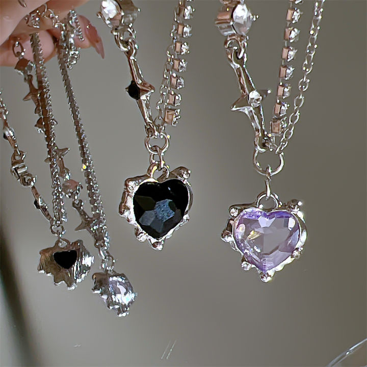 party-gifts-jewelry-shiny-necklace-trendy-necklace-fashion-necklace-kpop-necklace-crystal-heart-necklace