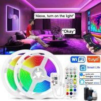 3M 5เมตร10เมตร Tuya WiFi 24โวลต์แถบไฟ Led ข้าวโพด RGB 840 Led/m บลูทูธควบคุมระยะไกลหลอดไฟ COB Led แบบ RGB ยืดหยุ่นกาวเทปสำหรับห้องพัก