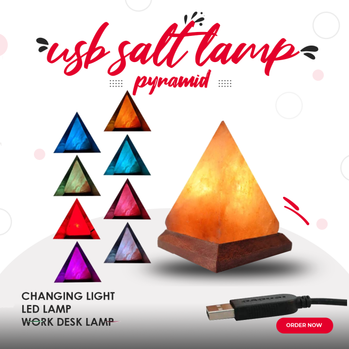 Pyramid USB Himalayan Salt Lamp Release Negative Ions for Table Office
