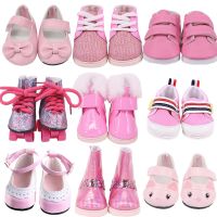 7Cm Doll Shoes Pink Bow Canvas Shoes Sneakers Fit 18 Inch American Doll amp;43cm Baby New Born Doll Clothes Girl`s Accessories