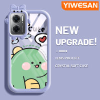 YIWESAN เคสสำหรับ Xiaomi Redmi 10 5G Redmi Note 11E 5G Redmi 11 Prime 5G เคสการ์ตูนรูปสัตว์ประหลาดน้อยน่ารักมีโบว์ฝาครอบป้องกันไดโนเสาร์แบบนิ่มกันกระแทกกันรอยขีดข่วนเคสโทรศัพท์โปร่งใส TPU ซิลิกาเจลเลนส์กล้องถ่ายรูป