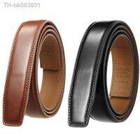 ۞▪✷ 3.0-3.1cm Width No Holes Cowhide Leather Belt Without Buckle Luxury Brand Mens Ratchet Belts Black Brown High Quality B737