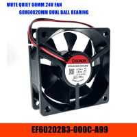 EF60202B3-000C-A99พัดลม60มม. เงียบใหม่สำหรับ Sunon 6020 24V 0.56W ลูกบอลคู่ Bea 6ซม. พัดลม60X60x20mm พัดลมทำความเย็นเงียบมาก