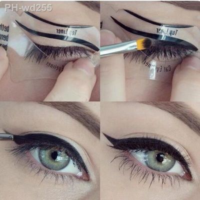 2pcs Eyeliner Stencils Winged Eyeliner Stencil Models Template Shaping Tools Eyebrows Template Card Eye Shadow Makeup Tool