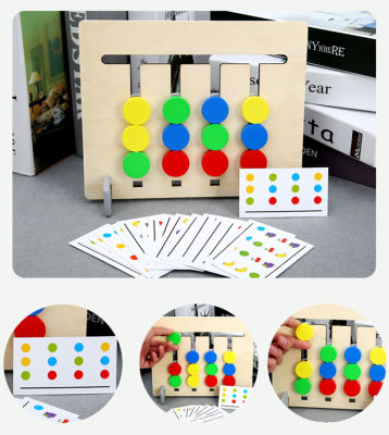 Montessori Learning Toys Slide Puzzle Color &amp; Fruit Matching in Teasers Logic Game Educational Wooden Toys for Kids Child Boy