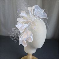 white New crepe Petals hairband Veil bow flower Bride Wedding Accessories Styling bride hair jewelry