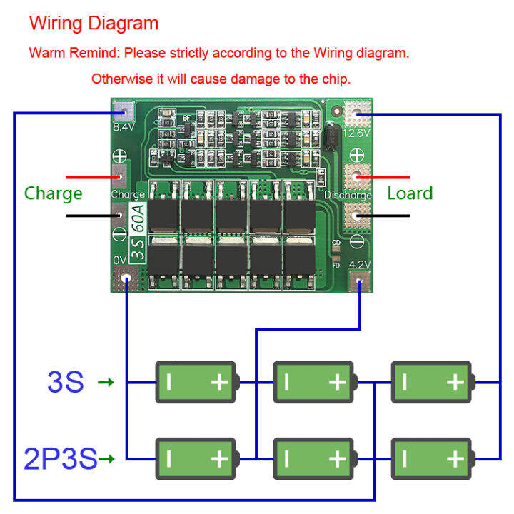 5pcslot-11-1v-12-6v-3s60a-li-ion-battery-charger-protection-board-18650-bms-drive-drill-motor