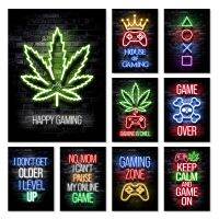 Motivational Effect Game Slogan Pictures Flat Printed on Canvas Wall Posters and Paintings for Room Gamers