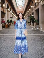 Chic No.9 - Bohemian Long Blue  เดรสโบฮีเมี่ยนสีฟ้า เดรสเที่ยวทะเล ?ปัดซ้ายที่รูปเพื่อดูขนาดสินค้า