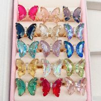 Kpop 16 Colors Crystal Butterfly Ring Fashion Popular Women 39;s Party Jewelry Charm Adjustable Ring Best Friend Gift Wedding Gift