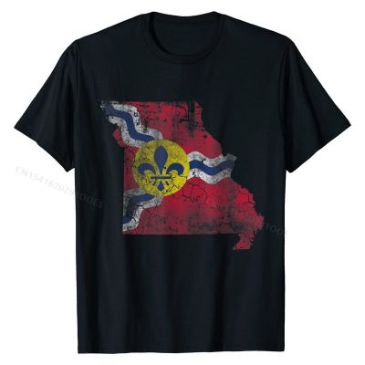 St Louis Flag Missouri Map Home Love Family Vintage Fade T-Shirt T Shirts Designer Casual Cotton Male Tops Shirts Summer