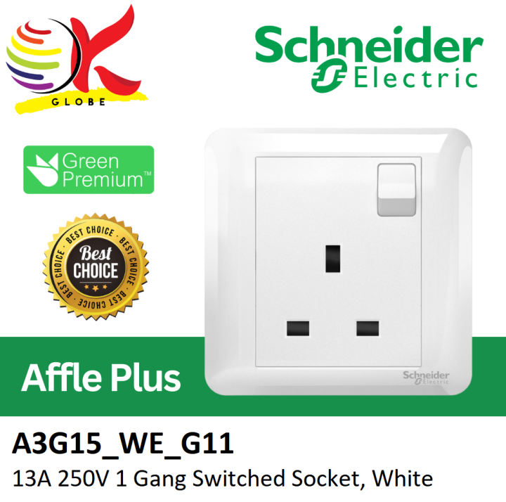 SCHNEIDER ELECTRIC AFFLE PLUS SERIES 13A SINGLE GANG SWITCHED SOCKET ...