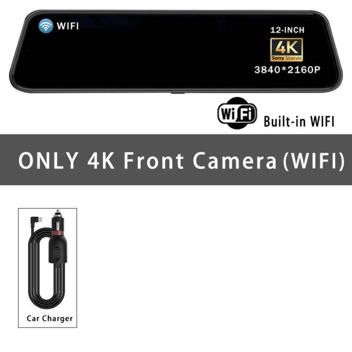 กล้องติดรถยนต์ระบบกระจกรถยนต์-dvr-wi-fi-4k-gps-กล้องสำหรับรถยนต์ติดรถเลนส์คู่หน้าจอ-ips-สำหรับไดรฟ์บันทึก