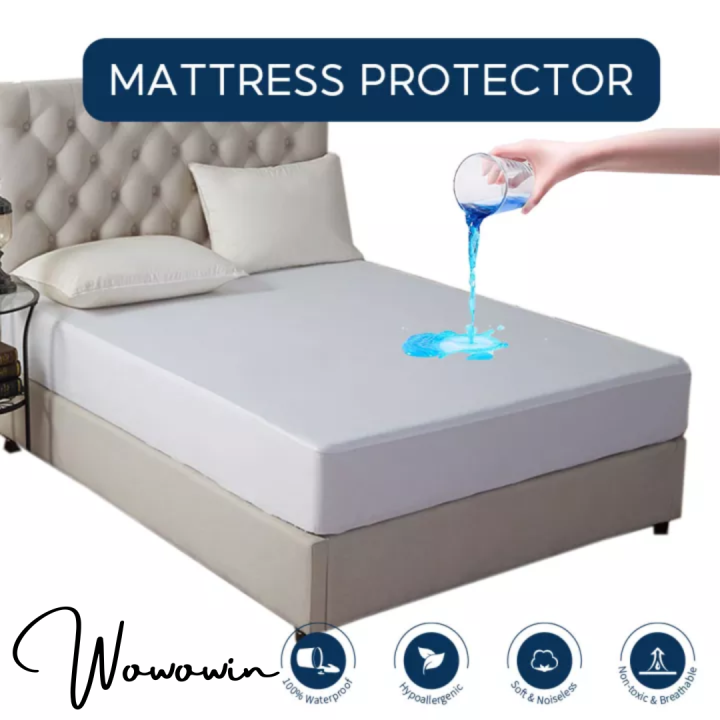 𝓦𝓦 Bedsheet Waterproof Mattress Protector Smooth Mattress Cover ...