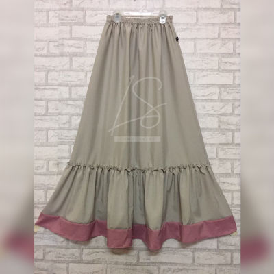 Long skirt กระโปรผู้หญิง กระโปรงยาว ยาว ระบายล่างแต่งขอบ ใส่เอวยางยืด ผ้าไหมอิตาลี ผ้าพื้น ใส่สบาย ผ้าไม่ร้อน SK-A44