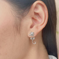 Sterling silver cat ear jacket | Double side cat ear cuff | Front back studs | Bohemian earrings | Cute gifts | Pet animal earrings | E940