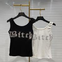 DEAT 2022 Summer Sleeveless O Neck Print Rhinestone Letters Short Tank Tops Women MJ600