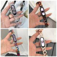 ◐ Resin Strap For Xiaomi Mi Band 8 7 6 5 4 Wristband Fashion Amber PC Bracelet For Miband 3 4 5 Watchband Replacement Correa Strap