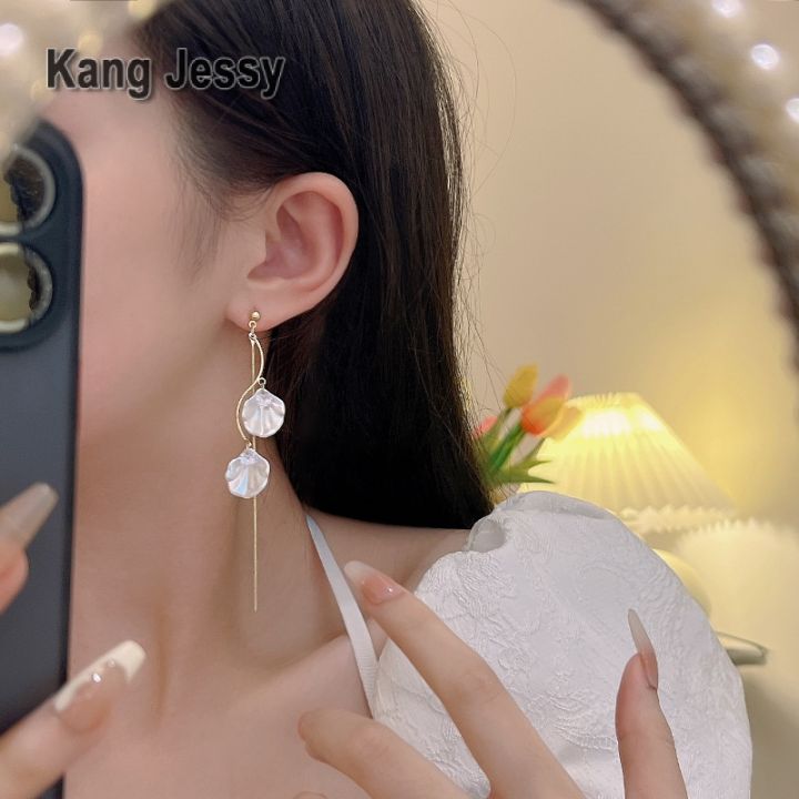 kang-jessy-s925-ต่างหูพู่กลีบเข็มเงิน-2023-ใหม่แฟชั่นบุคลิกภาพที่นิยมในโลกออนไลน์ต่างหูสไตล์เกาหลียาวต่างหูผู้หญิง