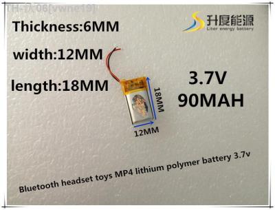 601218 length 18 width 12 thick 6/90mAh Bluetooth headset toys MP4 lithium polymer battery 3.7v [ Hot sell ] vwne19