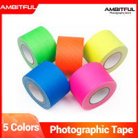 AMBITFUL เทปเคลือบกันน้ำแบบไม่สะท้อนแสง9ม. เทปถ่ายภาพ5สี12มม./24มม./48มม. สำหรับสตูดิโอถ่ายภาพ