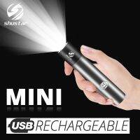 USB Rechargable Mini LED Flashlight 3 Lighting Mode Waterproof Torch  Telescopic Zoom Stylish Portable Suit for Night Lighting Rechargeable  Flashligh