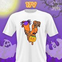 ลายตัวอักษรรุ่น  Halloween เสื้อขาว ( V W X  )