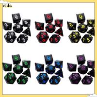 VJDA 7pcs/set D12 D20 7-Die สำหรับ TRPG DND เกมตาราง ลูกเต๋า DND ลูกเต๋าหลายด้าน ลูกเต๋าเกม