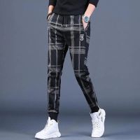 COD SDFGERTERT Light luxury fashion brand burberry 2023 popular embroidery casual pants mens slim Korean Leggings Plaid sports pants loose pants trend