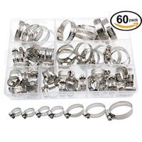 60pcs Hose Clamp Stainless Steel Set Assorted Water Fuel Tube Tube Clip Kit GL-lihaibo2